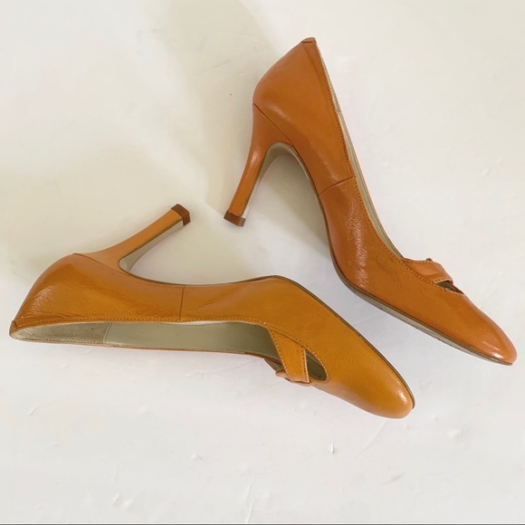 ZARA MARY JANE STRAP HEEL MADE IN SPAIN IN ORANGE ALTERNATIVE VINTAGE HEEL SHOES - Picture 3 of 16